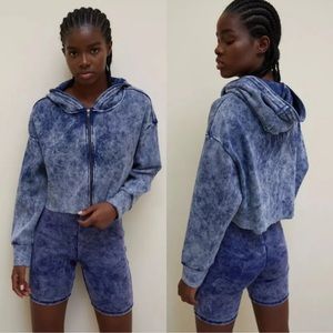 Urban Outfitters Out From Under cropped ribbed full zip hoodie XS